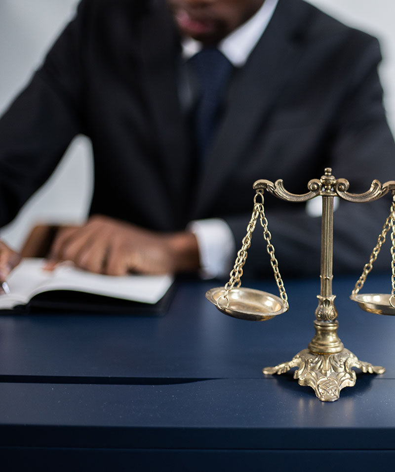 A civil litigation attorney works on a client case.